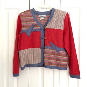 Vintage PETER POPOVITCH Patchwork Button Up Shirt Jacket USA Womens Size M